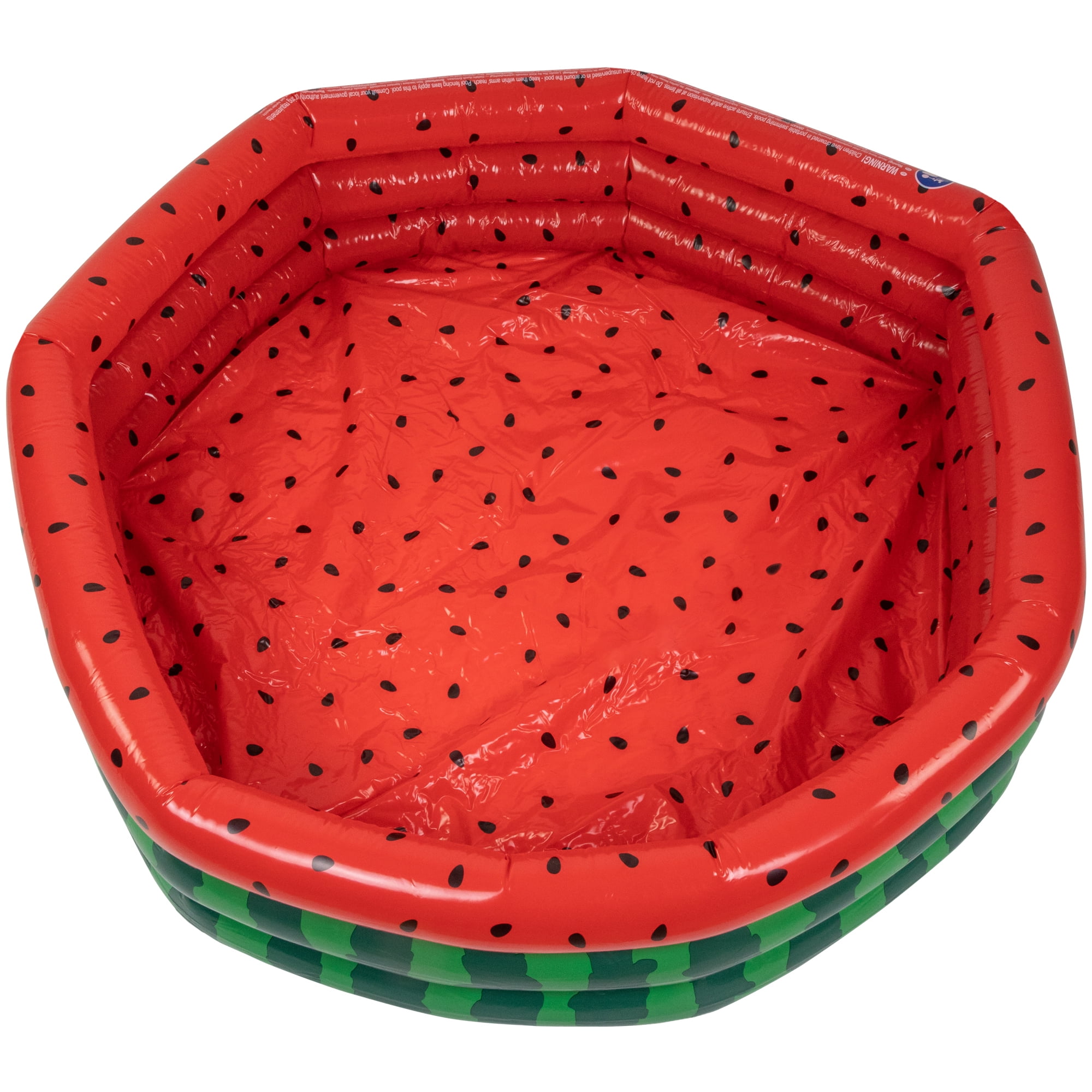 Pool Central Inflatable Round 3 Ring Watermelon Kiddie Swimming Pool - 47"