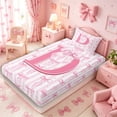 thumbnail image 5 of Meiyoeat Charming Bow Letter D Twin Sheet Sets 3pcs for Girls Juniors, Soft Stripe Bedding for Bedroom, Light Pink White, 5 of 6