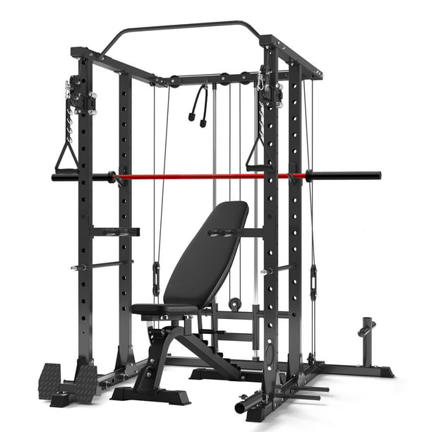 Mikolo Power Rack Cage, Weight Cage with 800LB Capacity Adjustable Weight Bench and 1500LBS Barbell Combo - Walmart.com