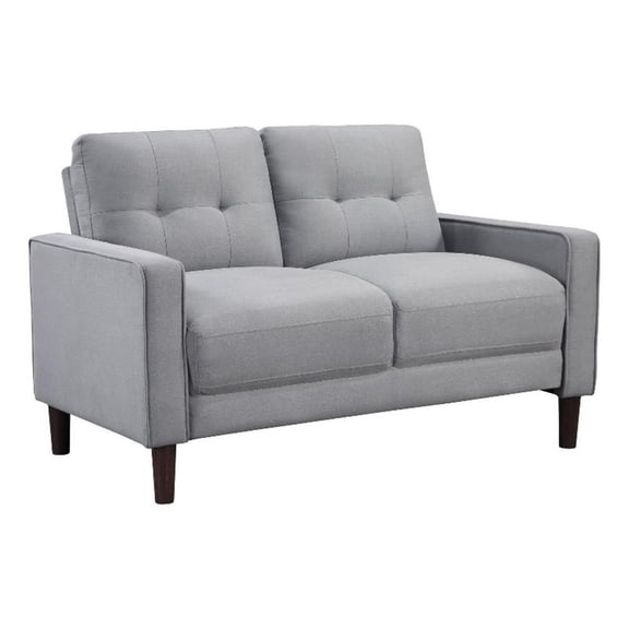 Bow 54 Inch Loveseat- Grid Tufted Back- Track Arms- Self Welt Trim- Gray