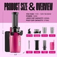 thumbnail image 4 of Ventray Essential Ginnie 60 W 0.5 L 1-Speed Masticating Juicer, Pink (1 Count), 4 of 11