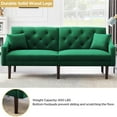 thumbnail image 3 of Green Fabric Sofa Set, Mid Century Sectional Sofa for Small Spaces, Upholstered Sofas with Solid Wood Frame and 2 Pillows, Tufted Loveseat Sofa Couch for Living Room/Office, 74.8"L, CL714, 3 of 9