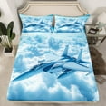 thumbnail image 2 of Manfei Aircraft Airplane 3pcs Twin Sheet Sets,Twin Fitted Sheet,Blue Sky Breathable Flat Sheet,Super Cozy Transportation Bedroom Decoration, 2 of 7