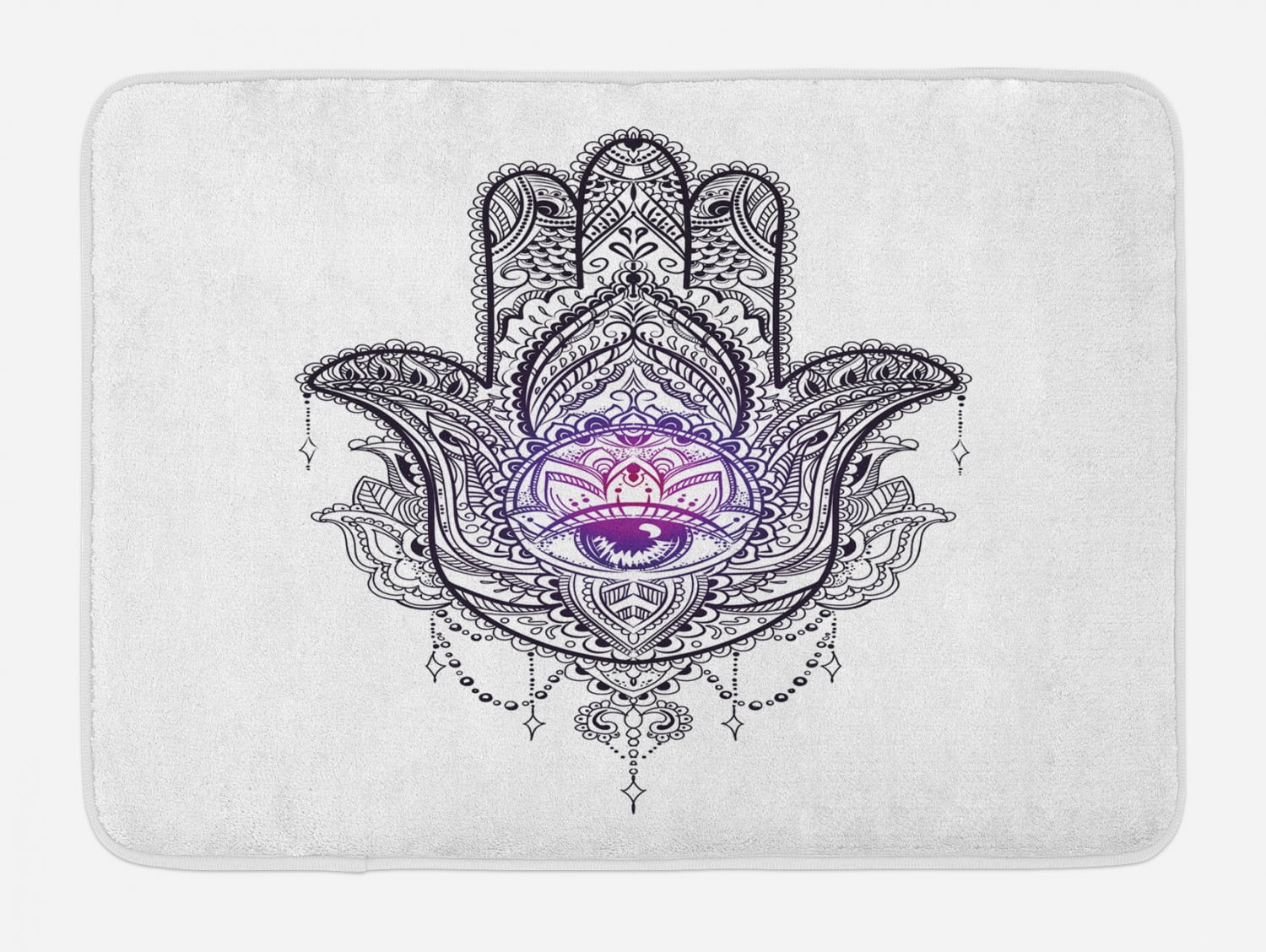 Evil Eye Bath Mat, Spiritual Symbol Artwork Curvy Floral Details ...