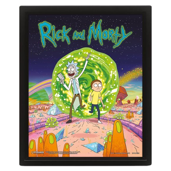Rick And Morty Portail Affiche Encadrée 3D