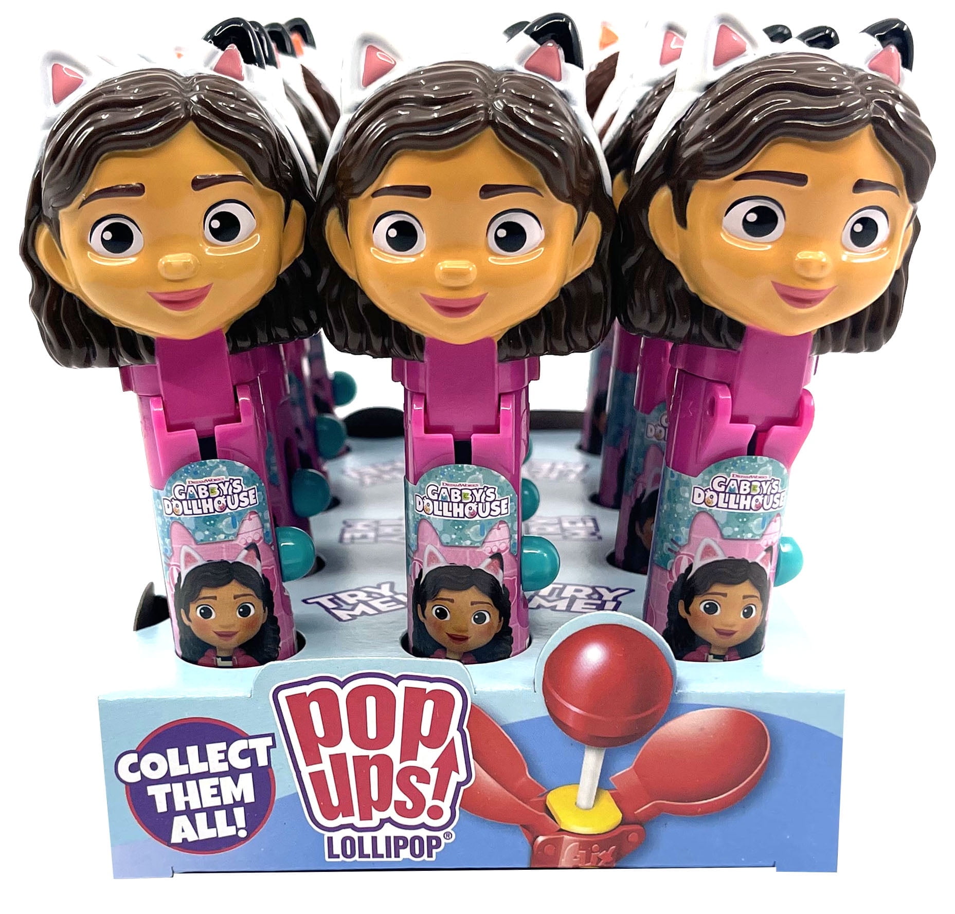 Gabby's Dollhouse Lollipop Holder Case, 12 Count, Includes Lollipops