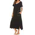 thumbnail image 4 of Hanerdun Women Nightgown Female Solid Color Midi Night Dresses Sleepwear Black XL, 4 of 5