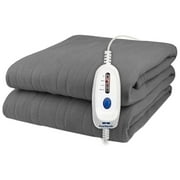 Pure Warmth Solid Flannel Electric Heated Warming Full Blanket Grey
