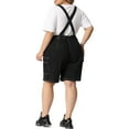 thumbnail image 3 of Unique Bargains Women's Plus Size Denim Overalls Cargo Adjustable Strap Jeans Pants 3X Black, 3 of 6