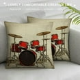 thumbnail image 3 of Shangniulu Music Pillows Rock N Roll Jazz Musical Instrument Drum Set for Show Concert Party Throw Pillow Cover Decorative Square Accent Short Plush Home Cushion Pillow Case 18X18 Inch Red Silver Whit, 3 of 5