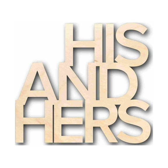 His and Hers Sign Unfinished Wood Cutout Home Decor DIY Wedding 12" / 1/4"
