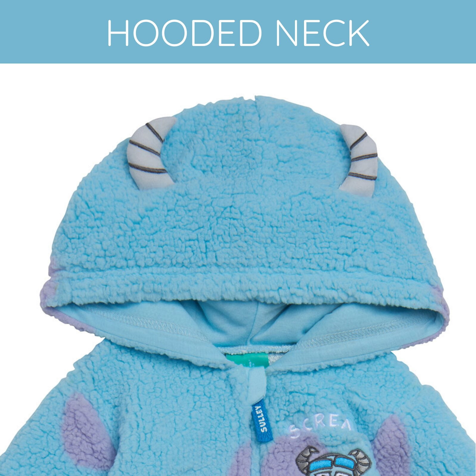Disney Monsters Inc. Baby Boys' Cosplay Hooded One Piece Blue Sulley Mike