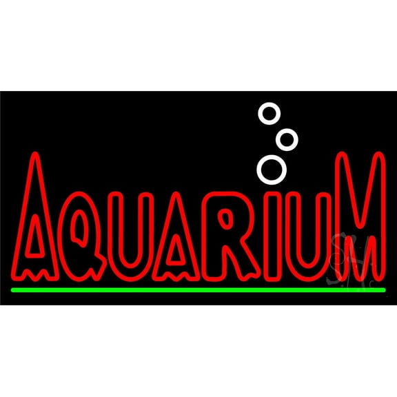 Red Aquarium Green Line LED Neon Sign 13" Tall x 24" Wide - inches Black Square Cut Acrylic Backing, with Dimmer - Premium built indoor Sign for Club, Home décor, Event, Workshop, Storefront.
