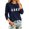 thumbnail image 5 of gbyLJF Women's Plus Size 3/4 Sleeve Halloween Shirts Funny Ghost Rhinestone Graphic Top Casual Fall Family Party Mom Tee, 5 of 7