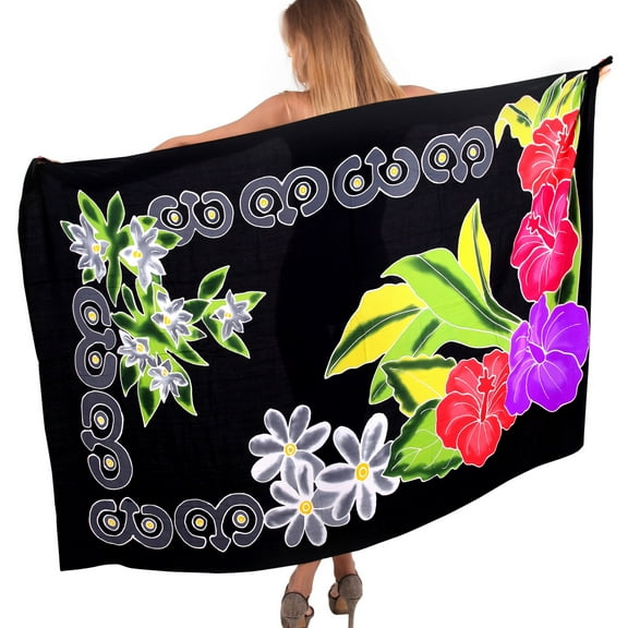 HAPPY BAY Women's Beachwear Summer Bikini Wraps Beach Wrap Coverups Sarong Skirt Bathing suit Swim Cover up Swimwear Swimsuit Coverups for Women One Size Coal, Floral
