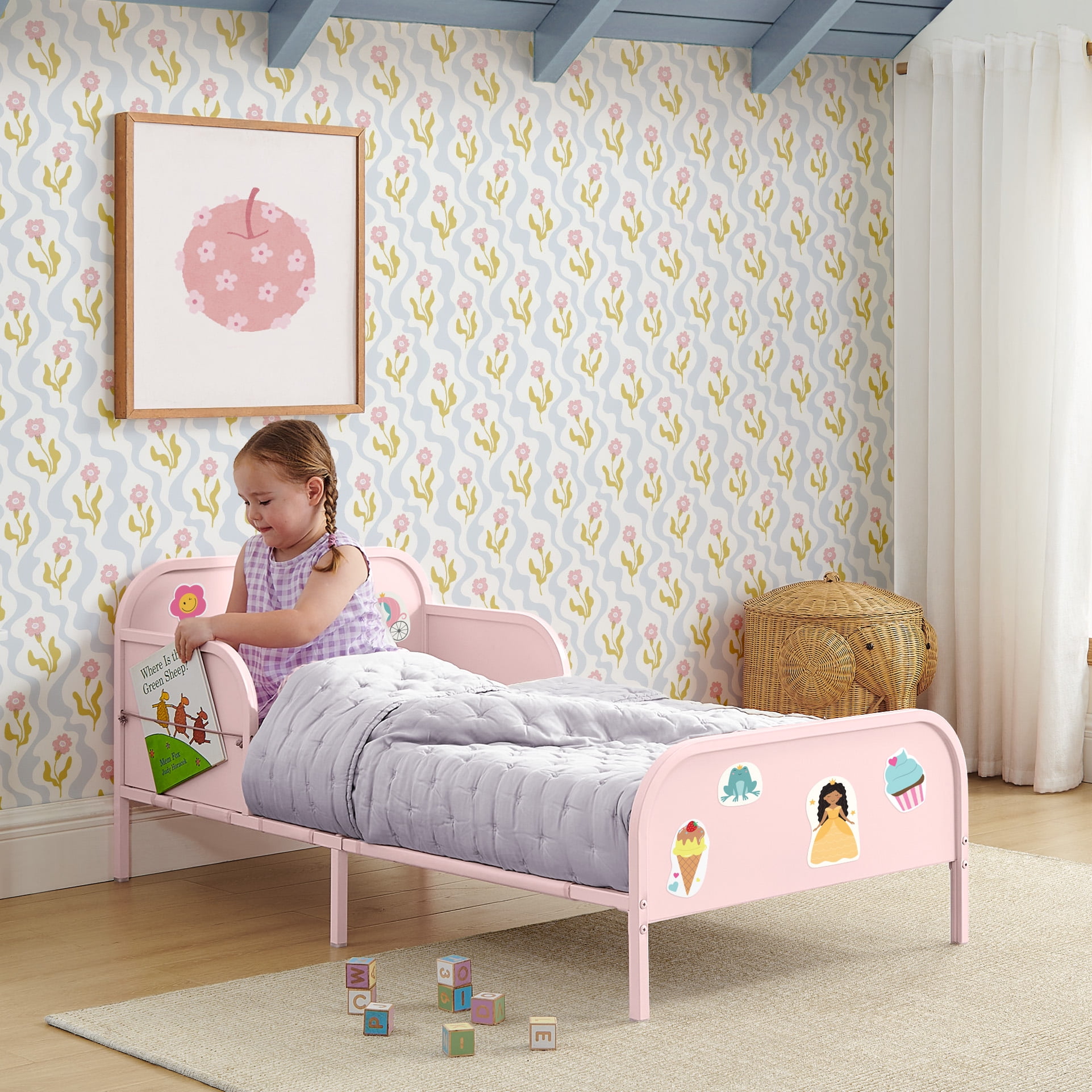 Delta Children Magic Magnet Toddler Bed with Customizable Magnets & Built-In Book Storage, Pink