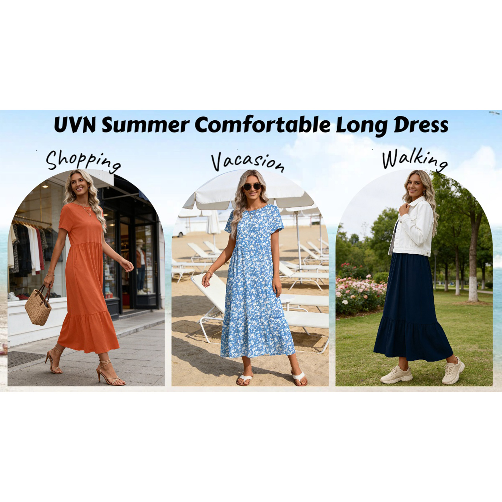UVN Women's Summer Short Sleeve Maxi Dress photo 5