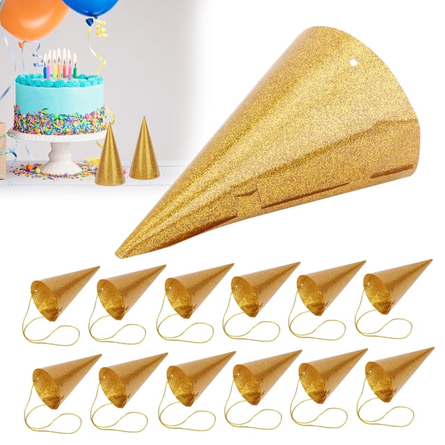 Sombreros De Cumpleaños, De Fiesta Con Purpurina, 3 Colores, Dorado, Plateado, Rosa, Sombreros De Cono De 4,1 Pulgadas Para Decoraciones De Fiesta Para Niños Y Adultos