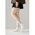 thumbnail image 4 of Womens Crew Socks Cushioned Cotton Striped Quarter Socks Vintage Retro Running Socks 6 Pairs, 4 of 7