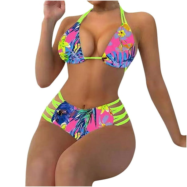 Women 2 PCS Triangle Bathing Suit Halter Top Tie Side Thong Bikini Swimsuits  - China Swimwear and Bikini price