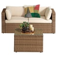 thumbnail image 2 of Alaterre Furniture Montara 3Pc Wicker Patio Furniture Set with Loveseat and Table (Tan), 2 of 9