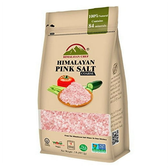 Himalayan Chef 100% Natural Pink Coarse Salt 2 lbs Bag. Ideal for Salt Grinders