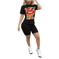 thumbnail image 2 of KOMOO 2Pcs Women Casual Outfits Short Sleeve T-shirt Shorts Sports Yoga Tracksuit Set Oversize, 2 of 7
