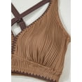thumbnail image 5 of SHEWIN High Waisted Swimsuits for Women Textured Whip Stitch 2 Piece Bikini Sets V Neck Cross Back Sporty Summer Beach Bathing Suit, 5 of 10