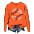 thumbnail image 1 of Pavied Chandails à Col Rond pour Femmes, Chandails Graphiques, Chandail de Baseball pour Femmes, Sweat à Capuche Imprimé Baseball Printemps pour Femmes, Haut Décontracté Ample, Hauts d'Entraînement Orange L, 1 of 4