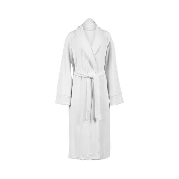 Women's Plush Velour Bathrobe, Soft Warm Loungewear, Full-Length, Small, White
