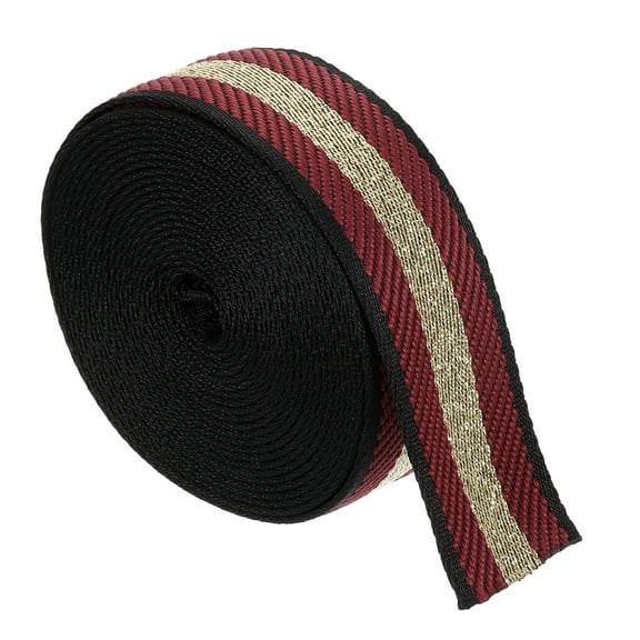 Uxcell 5Yards Nylon Webbing Strap, 38mm Striped Webbing Bag Strap, Wine Red