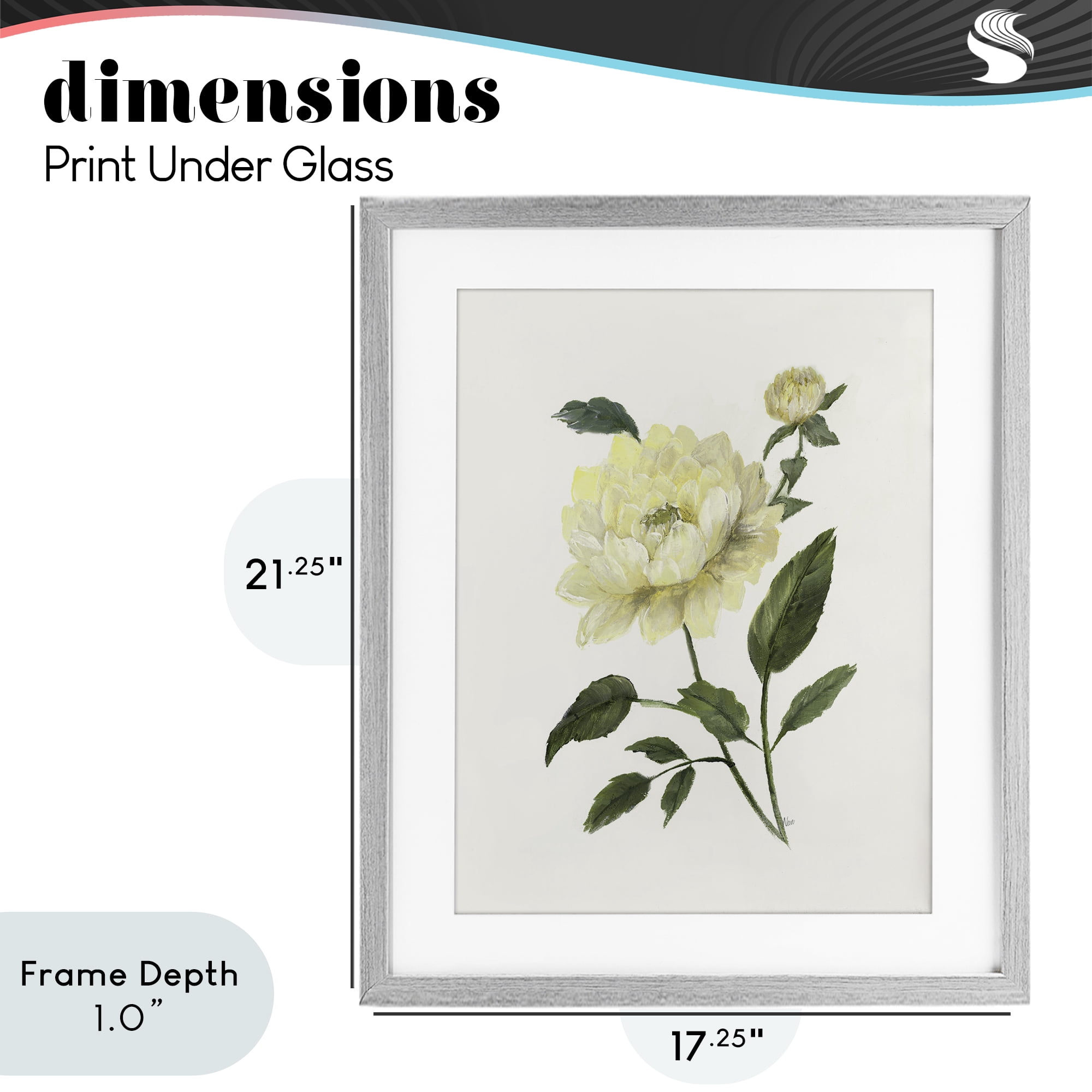 Stupell Industries Cream Garden Peony with Buds Gray Framed Print Under Glass, design by Nan