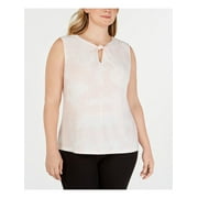 NINE WEST Womens Pink Sleeveless Keyhole Top Plus Size: 2X