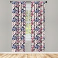 thumbnail image 3 of Ambesonne Floral Curtains, Watercolor Leaves Roses Art, Pair of 28"x63", Pale Ruby and Slate Blue, 3 of 5