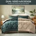thumbnail image 6 of Bedtreat Queen Comforter Sets，7-Pieces Reversible Bedding Sets，Bed in a Bag with Comforter， Flat Sheet and Fitted Sheet, Pillowcases & Shams，Green/Milky Coffee, 6 of 9