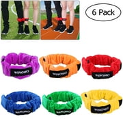 WINOMO 6pcs 3 Legged Race Bands Elastic Tie Rope Straps for Kids Legged Race Game Carnival Field Day Backyard and Relay Race Game