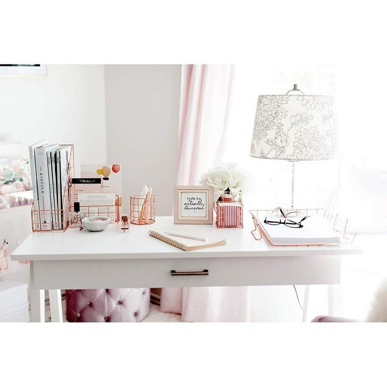 Pink Desk Accessories for Women-5 Piece Desk Organizer