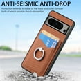 thumbnail image 5 of Allytechgroup Cards Holder Wallet Case for Apple Google Pixel 6a, PU Leather Slim Fit Shell Vintage Cards Slots Ring Holder Stand Easy Grip Phone Case for Google Pixel 6a, Brown, 5 of 7