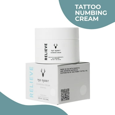Mad Rabbit Relieve Tattoo Numbing Cream, with Menthol, Maximum Strength, 1.0 oz