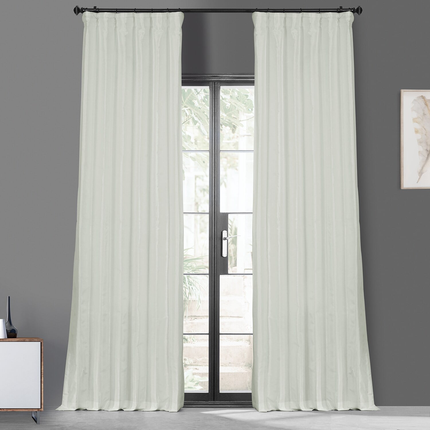 Eggshell Blackout Faux Silk Taffeta Curtain (1 Panel), Eggshell, 50W X 84L