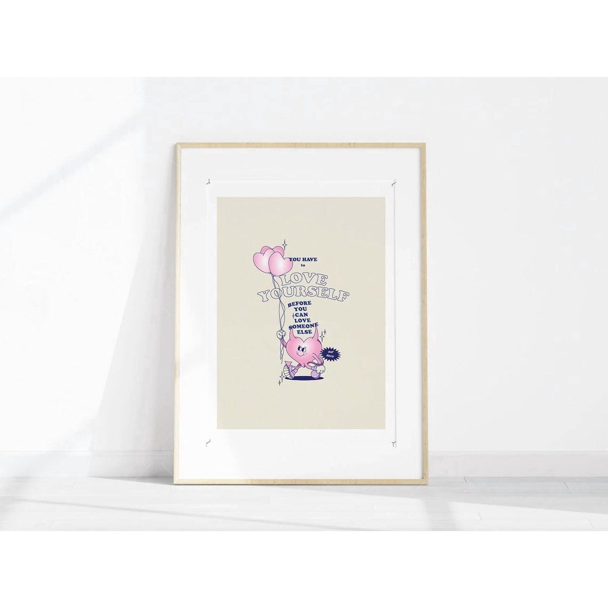Retro Love Yourself Wall Art Print Motivational Colorful Decor