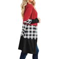 thumbnail image 3 of Women Checkered Colorblock Long Sleeve Mid-Length Cardigan Top, 3 of 7