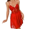 thumbnail image 2 of Warop Womens Sexy Nightgown with V-Neck, Solid Color, Lace, Mesh, Backless and Slit Design for Sleep and Lounge, 2 of 5