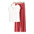 thumbnail image 2 of Avtoify Summer Loose Solid Color T-Shirt Pants Pajamas for Women Set Home Casual, 2 of 7