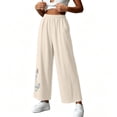 thumbnail image 5 of Fashion Lounge Pants Women Petite Plus Size Mid Waist Summer Solid Color Embroidered Loose Casual Pants, 5 of 6