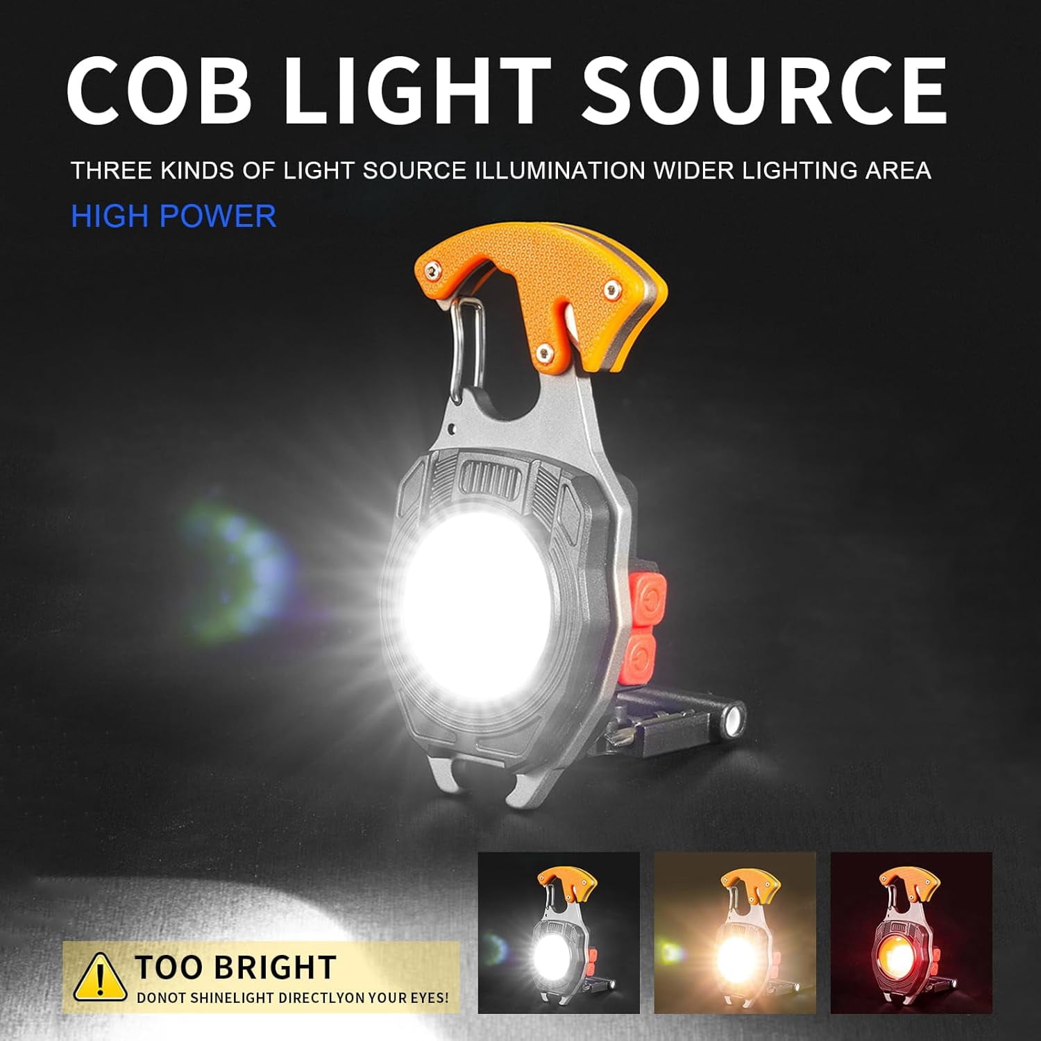 LETOUR 2 Pack Led Keychain Flashlight, 500 Lumens Rechargeable Cob Waterproof Portable Led Work Light, 5 Light Modes, Pocket Light with Battery Display
