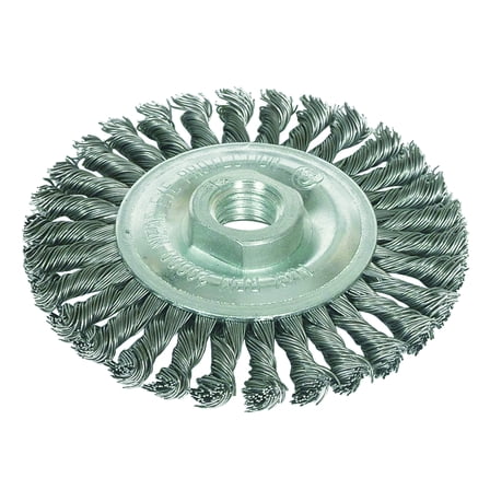 Robtec Stringer Bead Twist Wire Wheel Brush, 6" x 5/8"-11 Threaded Arbor