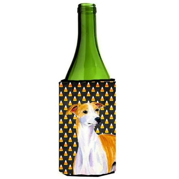 Whippet Candy Corn Halloween Portrait Wine bottle sleeve Hugger - 24 oz.