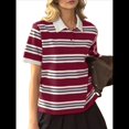 thumbnail image 1 of Blusas Informales de Corta para Mujer, Estilo Ejecutivo, con Cuello en V, para Verano, 2025, con Cuello Básico Ajustado Rojo Vino L, 1 of 6
