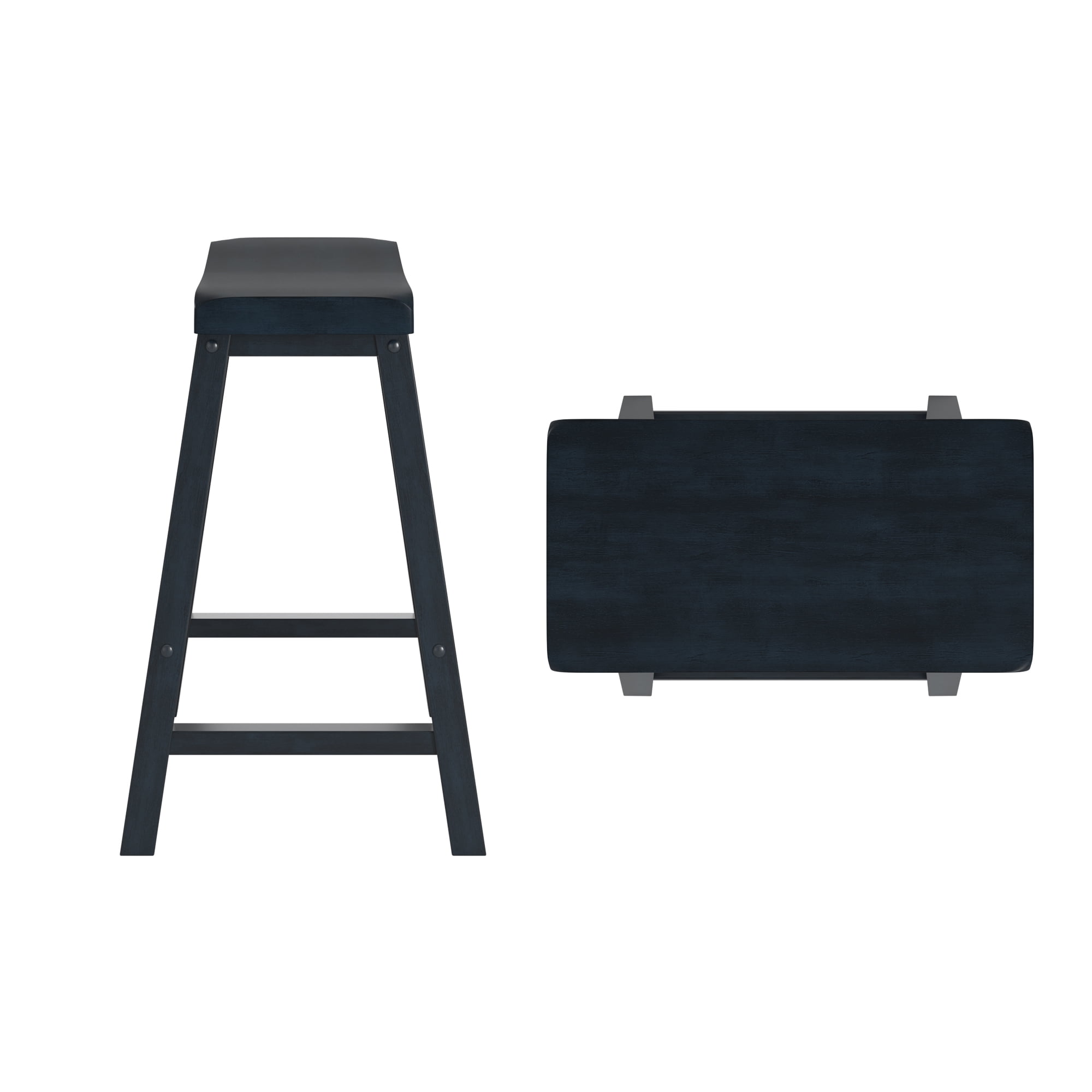 Weston Home Ashby Saddle Seat Backless 24" Counter Stools, Antique Denim (Set of 2)